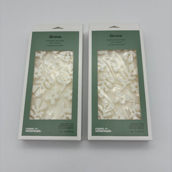 Room Essentials 4oz GROVE Wax Melts Bar w Embossed Pattern, Mandarin Basil (x2) - Picture 1 of 2